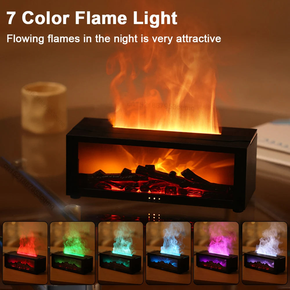 Ultrasonic Cool Mist Diffuser with Simulated Fire Light Effect for Bedroom, Office, Spa & Wellness | Aromatherapy Essential Oil Compatible D