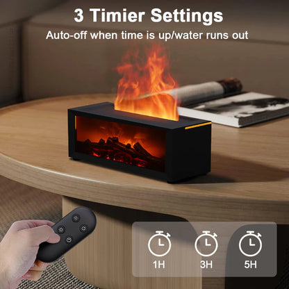 Ultrasonic Cool Mist Diffuser with Simulated Fire Light Effect for Bedroom, Office, Spa & Wellness | Aromatherapy Essential Oil Compatible D