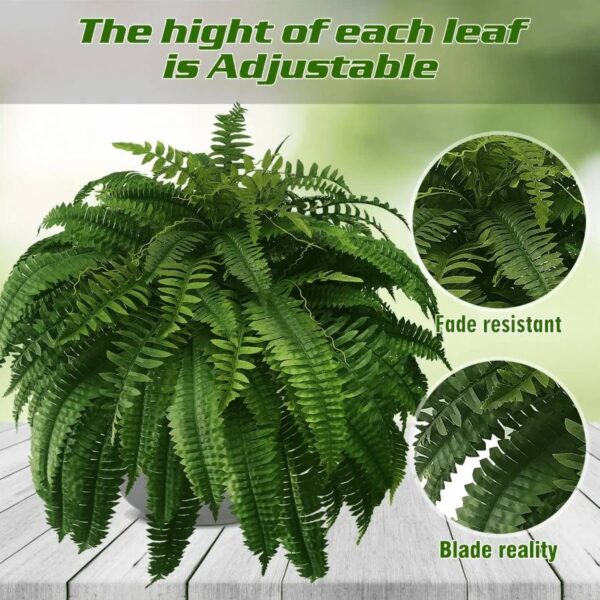 Faux Fern Plant Insert UV-Resistant PVC Greenery for Pots Hanging Baskets Indoor Outdoor Adjustable No-Water Decoration