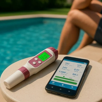 Digital Pool Water Tester, 7 in 1 pH Meter, TDS Meter with Bluetooth, Pool Water Test Kit for Spa and Hot Tub