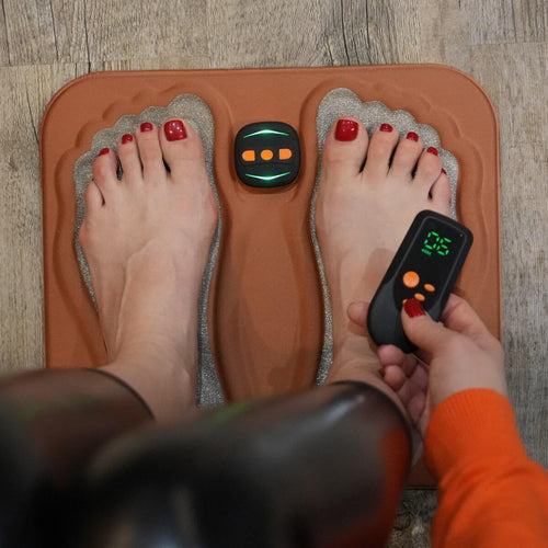 Electric Foot Stimulator Mat with Copper Fiber Pad for Circulation & Nerve Relief – USB Rechargeable, Remote Control, Hands-Free Home
