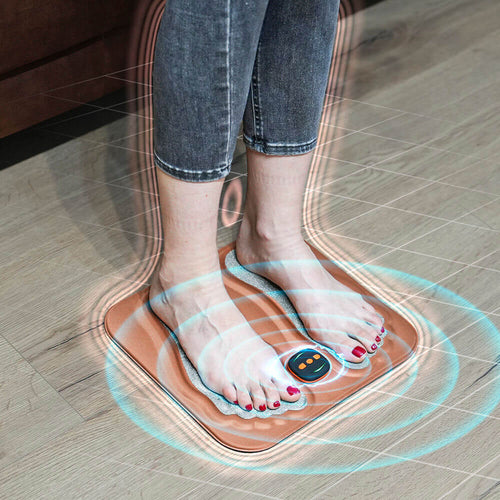 Electric Foot Stimulator Mat with Copper Fiber Pad for Circulation & Nerve Relief – USB Rechargeable, Remote Control, Hands-Free Home