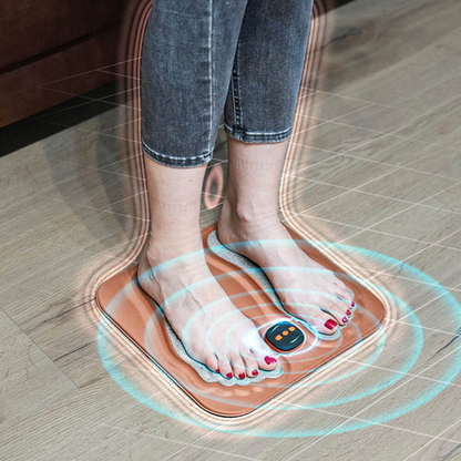 Electric Foot Stimulator Mat with Copper Fiber Pad for Circulation & Nerve Relief – USB Rechargeable, Remote Control, Hands-Free Home
