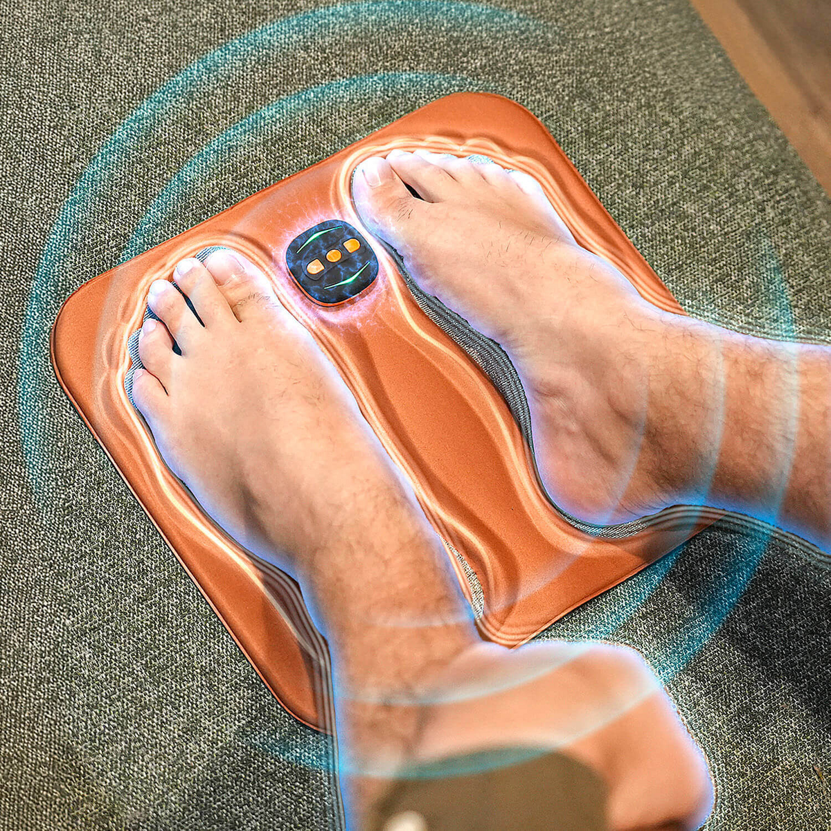 Electric Foot Stimulator Mat with Copper Fiber Pad for Circulation & Nerve Relief – USB Rechargeable, Remote Control, Hands-Free Home