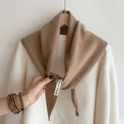 Knit Triangle Scarf Wool Blend Wrap – Soft Lightweight Head Scarf, Shawl & Shoulder Wrap for Women, Cozy Fall Winter Accessory