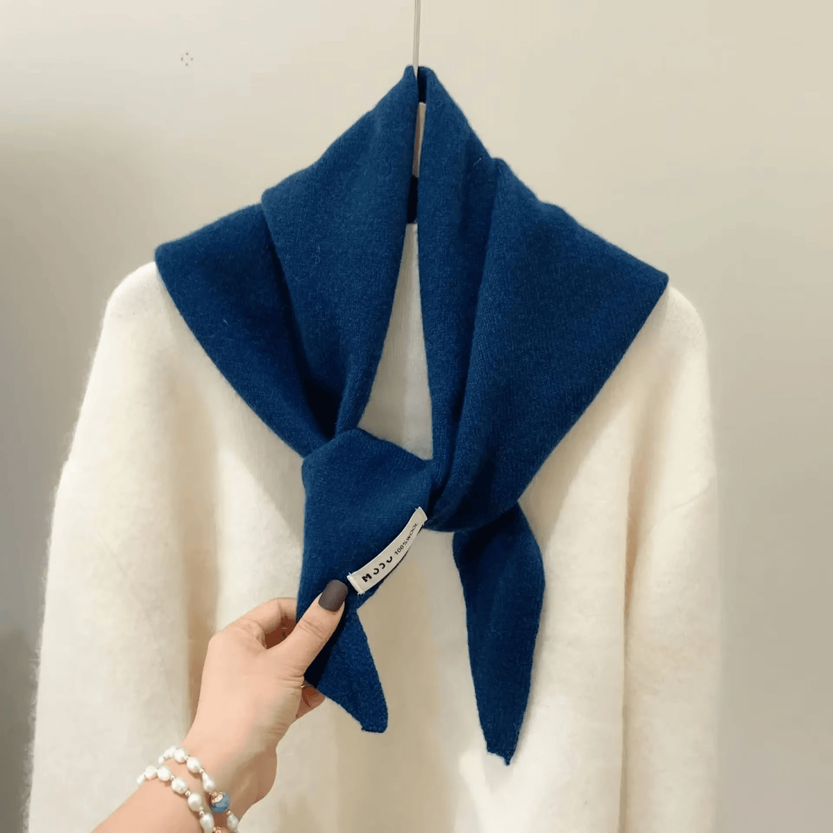 Knit Triangle Scarf Wool Blend Wrap – Soft Lightweight Head Scarf, Shawl & Shoulder Wrap for Women, Cozy Fall Winter Accessory