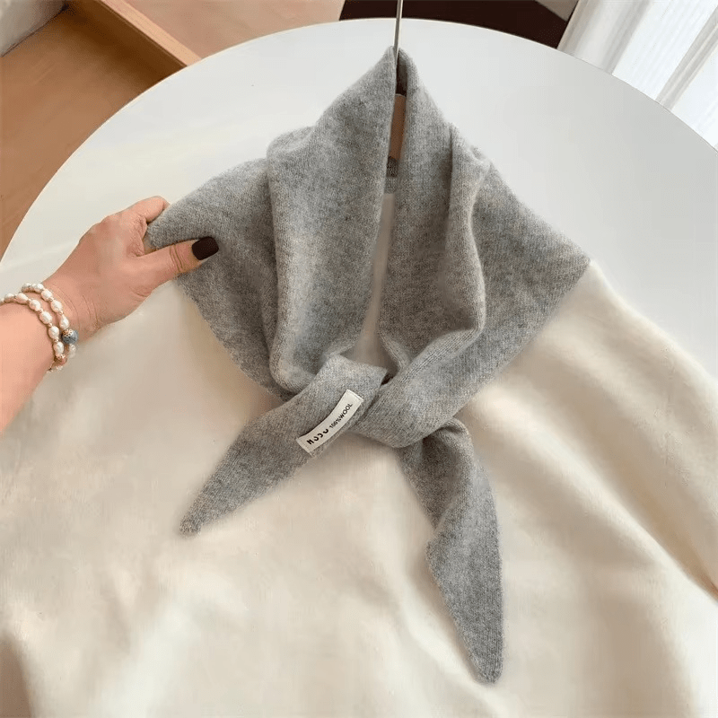 Knit Triangle Scarf Wool Blend Wrap – Soft Lightweight Head Scarf, Shawl & Shoulder Wrap for Women, Cozy Fall Winter Accessory