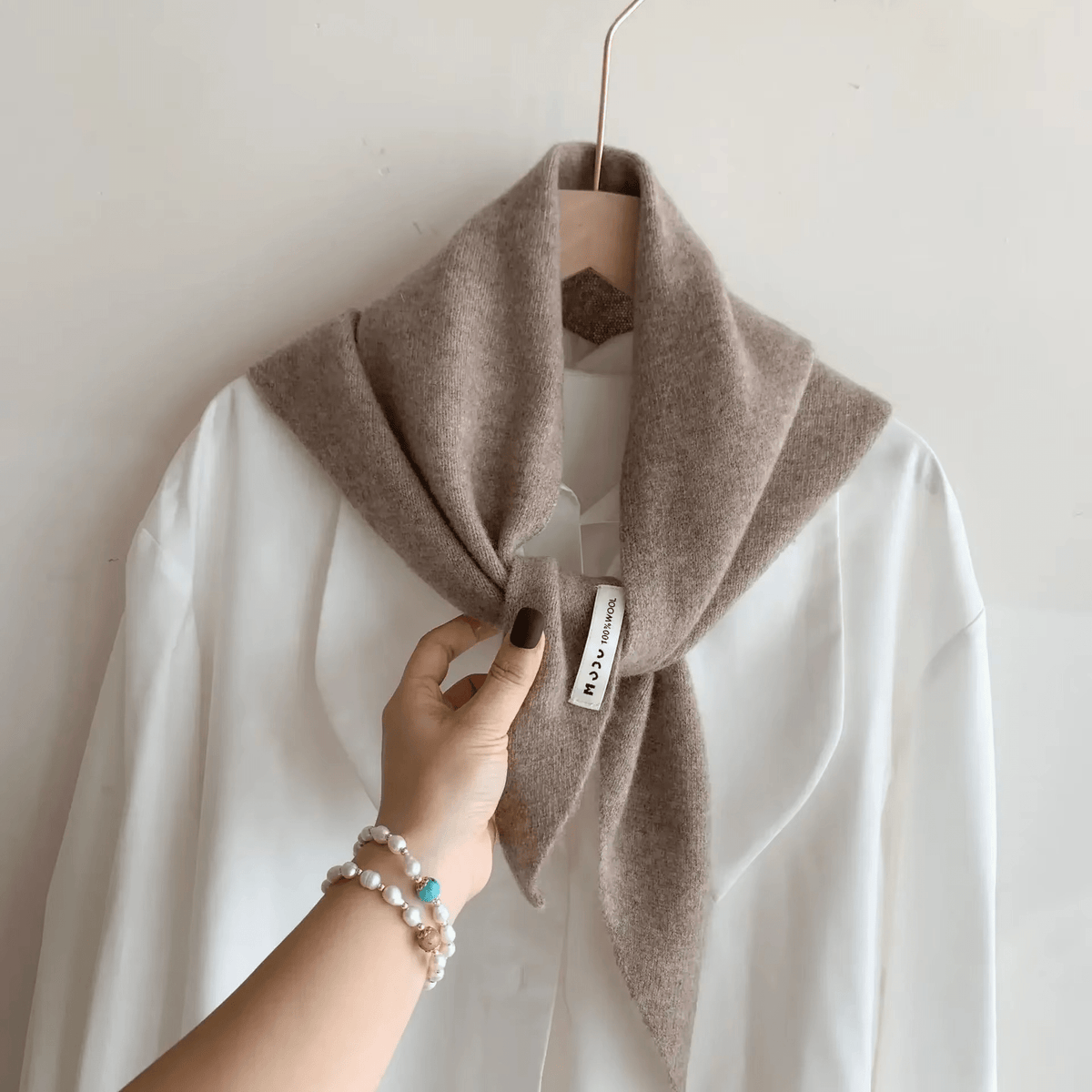Knit Triangle Scarf Wool Blend Wrap – Soft Lightweight Head Scarf, Shawl & Shoulder Wrap for Women, Cozy Fall Winter Accessory