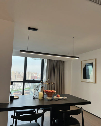 Suspended LED Strip Fixture for Countertop Islands – Dimmable Metal Bar Light with Remote in Matte or Gloss White – 39 to 102 in Adjustable
