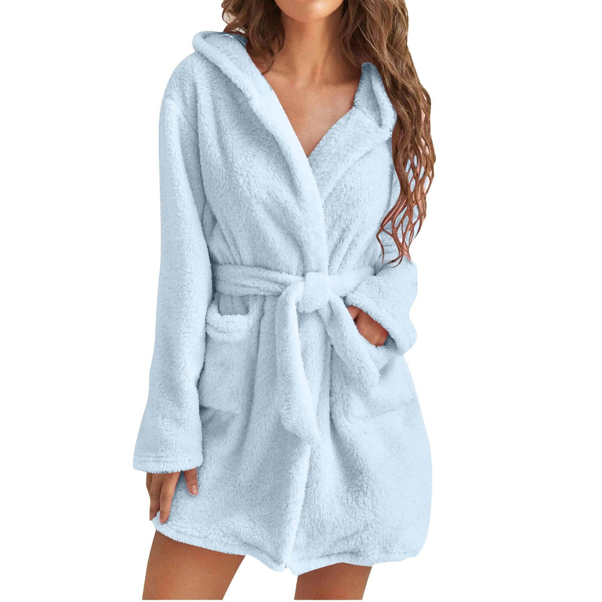 Women's Hooded Plush Robe – Ultra Soft Coral Fleece Bathrobe for Lounging, Mornings & Cozy Evenings at Home