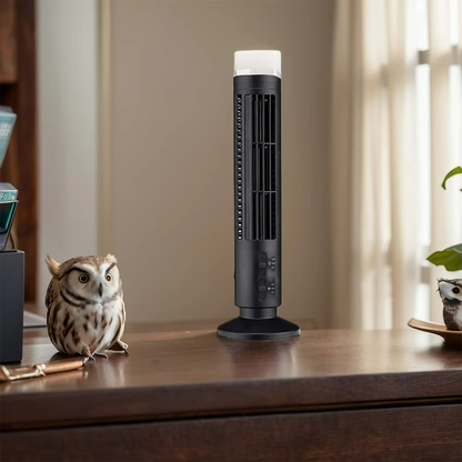 USB Desktop Tower Fan Bladeless Compact Air Cooler Personal Space 2-Speed Quiet Airflow Safe Cooling for Home Office Dorm Bedroom Work