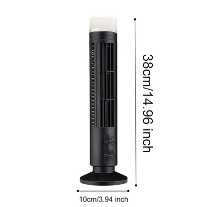 USB Desktop Tower Fan Bladeless Compact Air Cooler Personal Space 2-Speed Quiet Airflow Safe Cooling for Home Office Dorm Bedroom Work