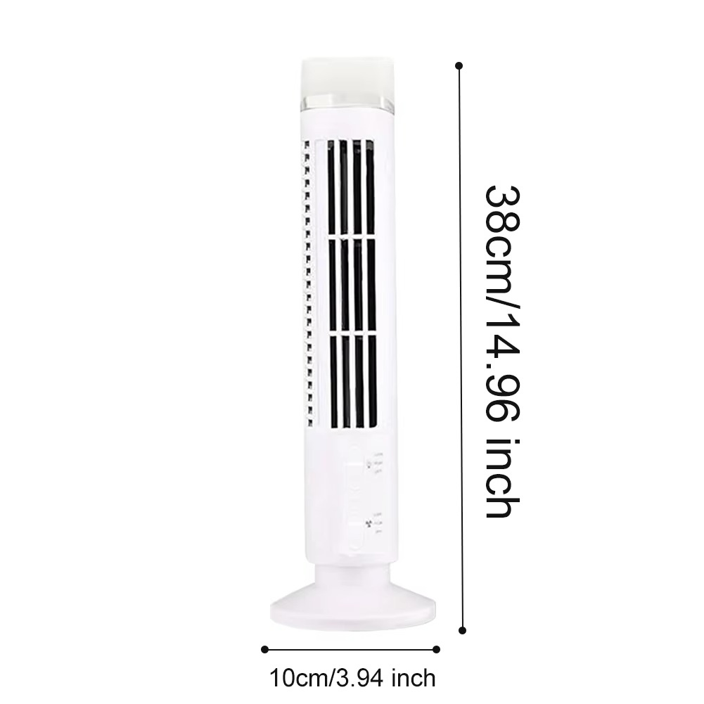 USB Desktop Tower Fan Bladeless Compact Air Cooler Personal Space 2-Speed Quiet Airflow Safe Cooling for Home Office Dorm Bedroom Work