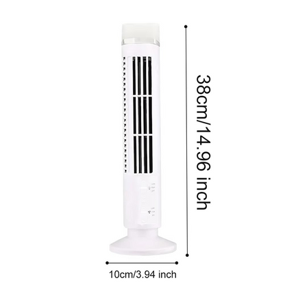 USB Desktop Tower Fan Bladeless Compact Air Cooler Personal Space 2-Speed Quiet Airflow Safe Cooling for Home Office Dorm Bedroom Work