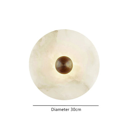 Round Stone Sconce with Built-In LED – Natural Veined Finish for Bedroom, Hallway & Living Room – 6 to 12 Inch Sizes – Minimalist Aluminum M