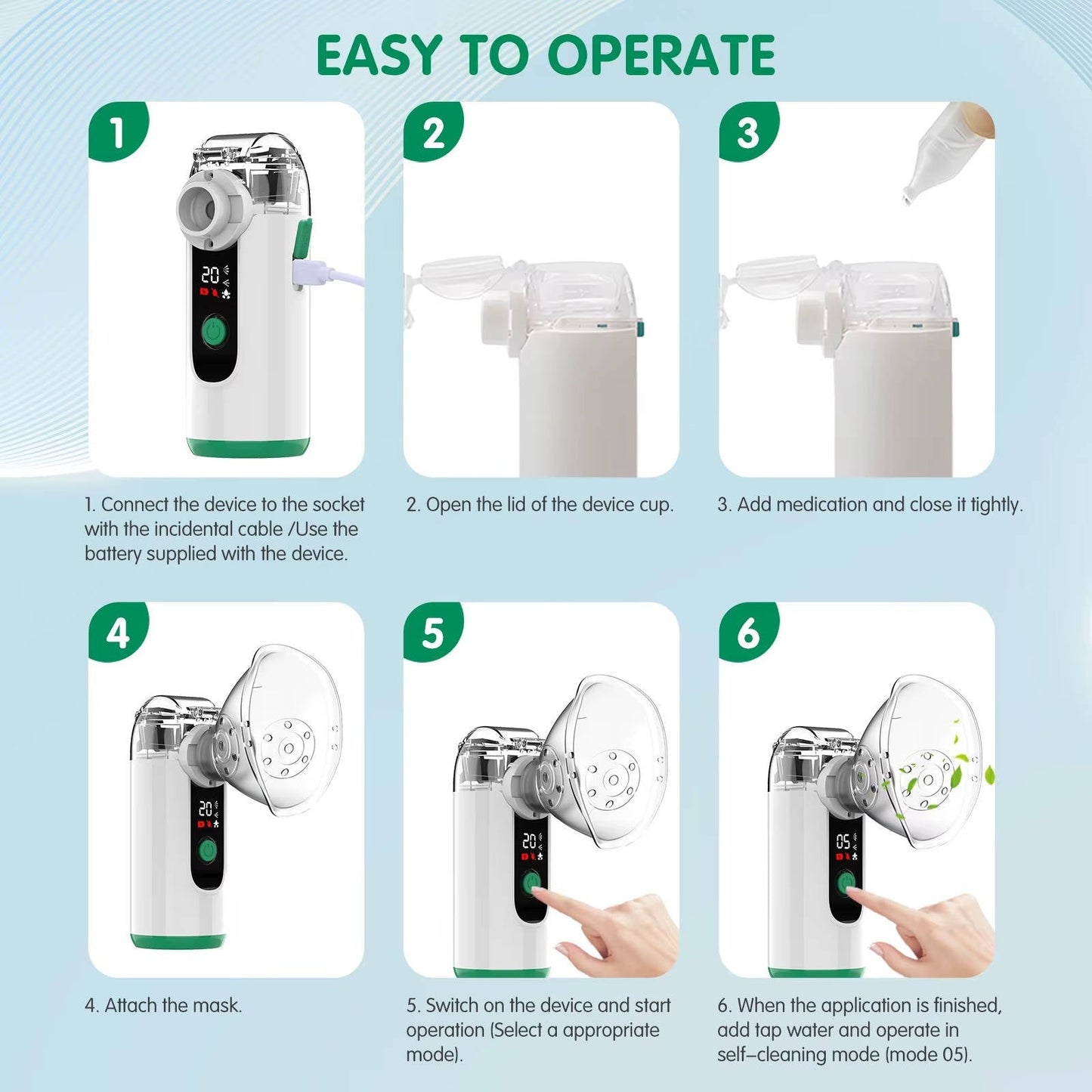 Compact USB Rechargeable Mist Inhaler with Digital Display
