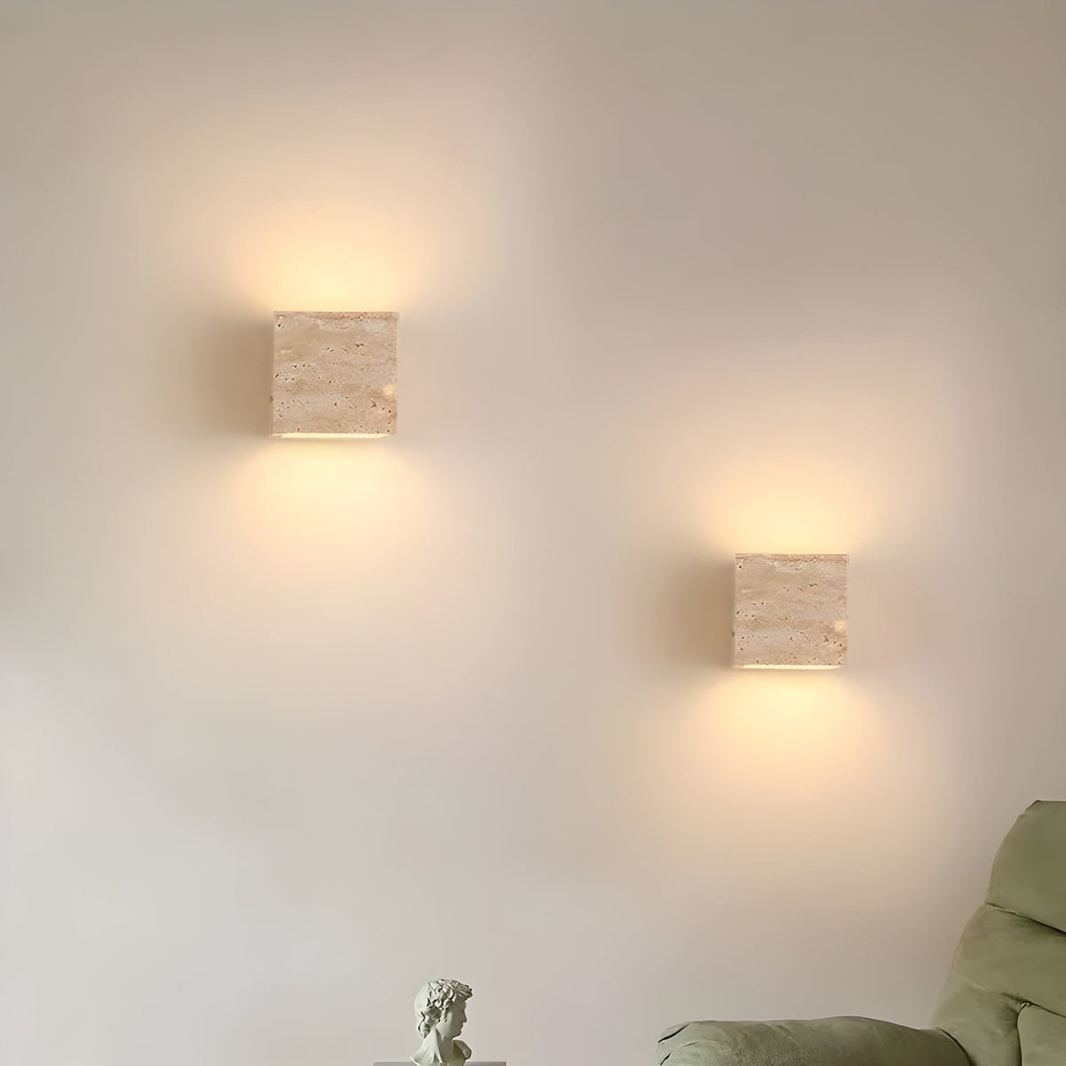 Outdoor LED Sconce Natural Stone Up-Down Light Waterproof Garden Wall Mount Fixture for Patio Entryway Facade 6.3 Inch Travertine Exterior L