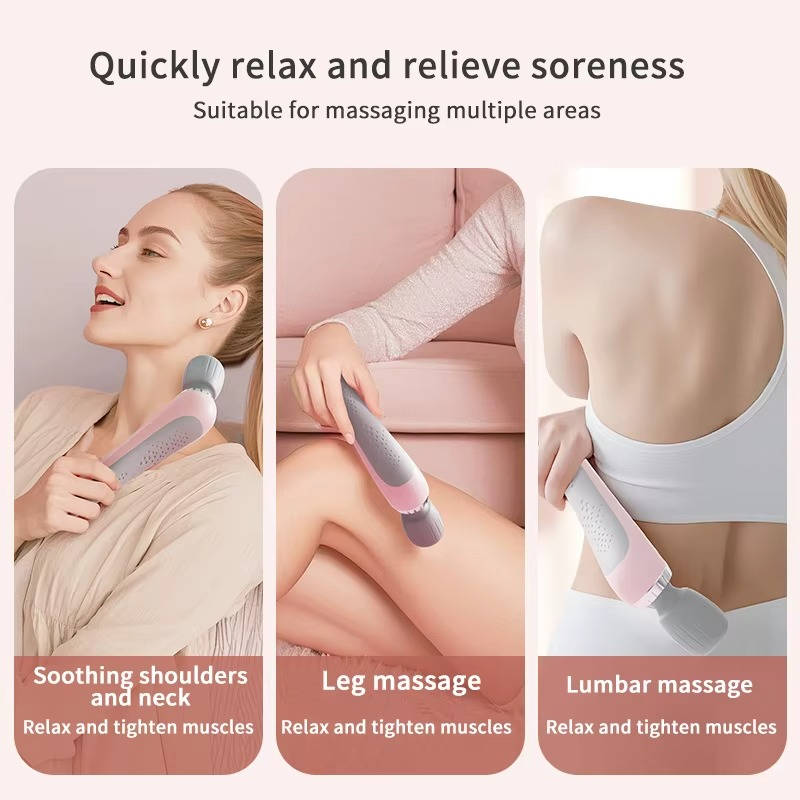 Compact Wireless Massage Wand, 5 Speed Rechargeable Back Massager