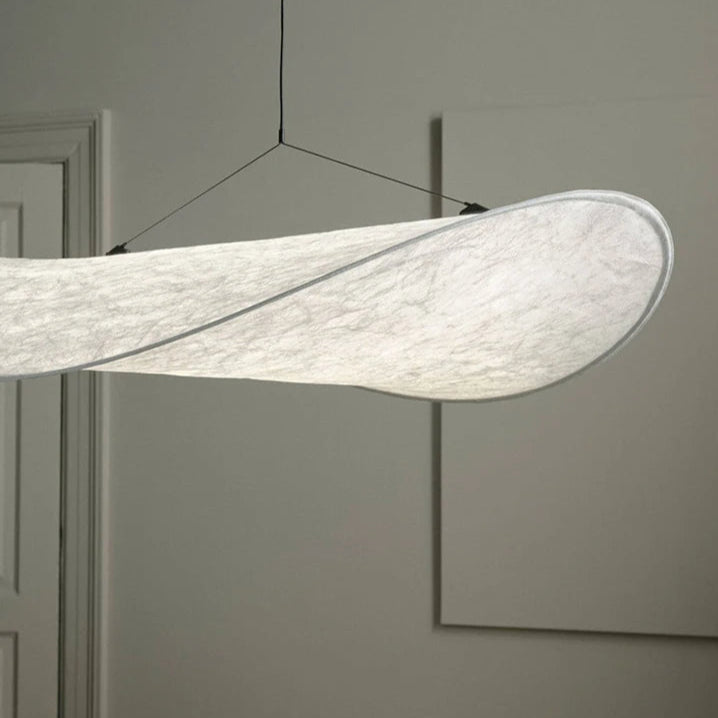 Woven Silk Shade Hanging Lamp White 16-31 in Adjustable Cord Warm Ambient Glow for Dining Room Bedroom Living Room Modern Minimalist Ceiling