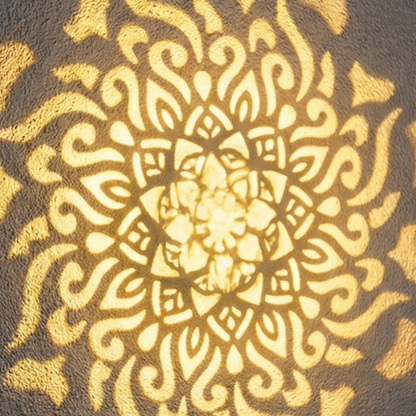 Solar-Powered Decorative Iron Light with Mandala Shadow Projection for Outdoor Walls, Patios, Gardens & Fences — Automatic Dusk Sensor, Weat
