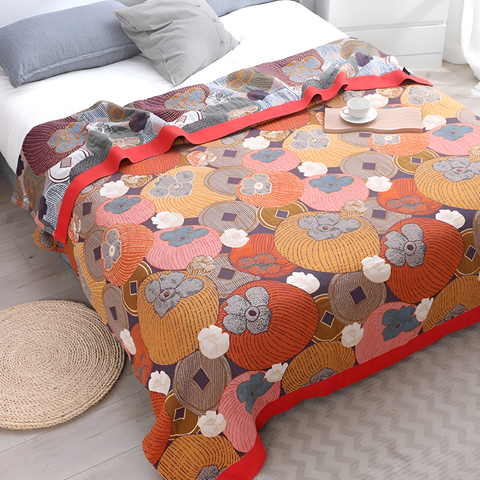 CitrusGlow | Organic Cotton Blanket with Breathable Gauze Design | Year-Round Comfort for Cozy Living