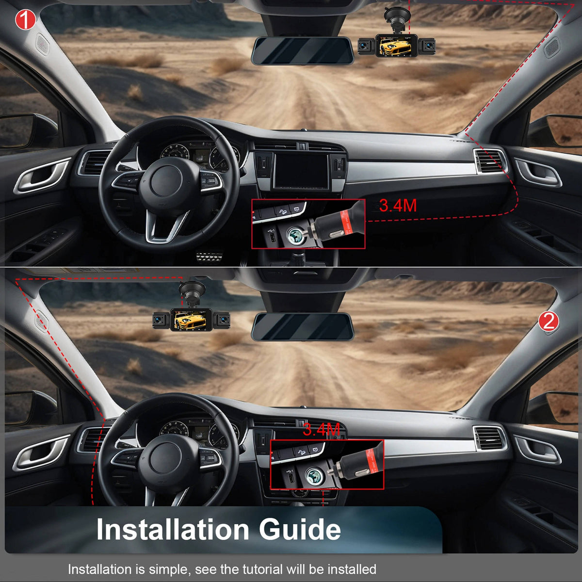 4-Camera 1080P Vehicle Recording System with Infrared Vision – Front Rear Side Surveillance Monitor for Cars Trucks SUVs