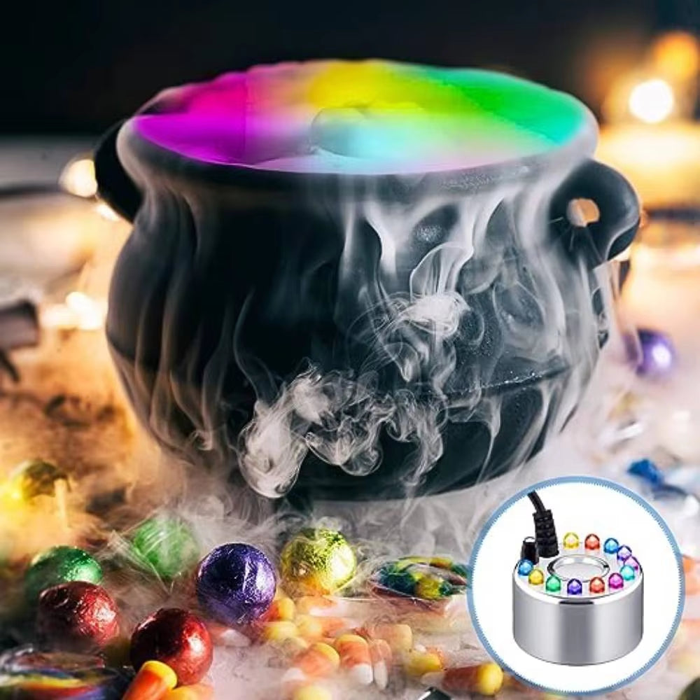Ultrasonic Water Mist Maker with Auto Shut-Off Sensor for Fountains Ponds Aquariums Indoor Outdoor Humidifier LED Color Changing Lights Stai