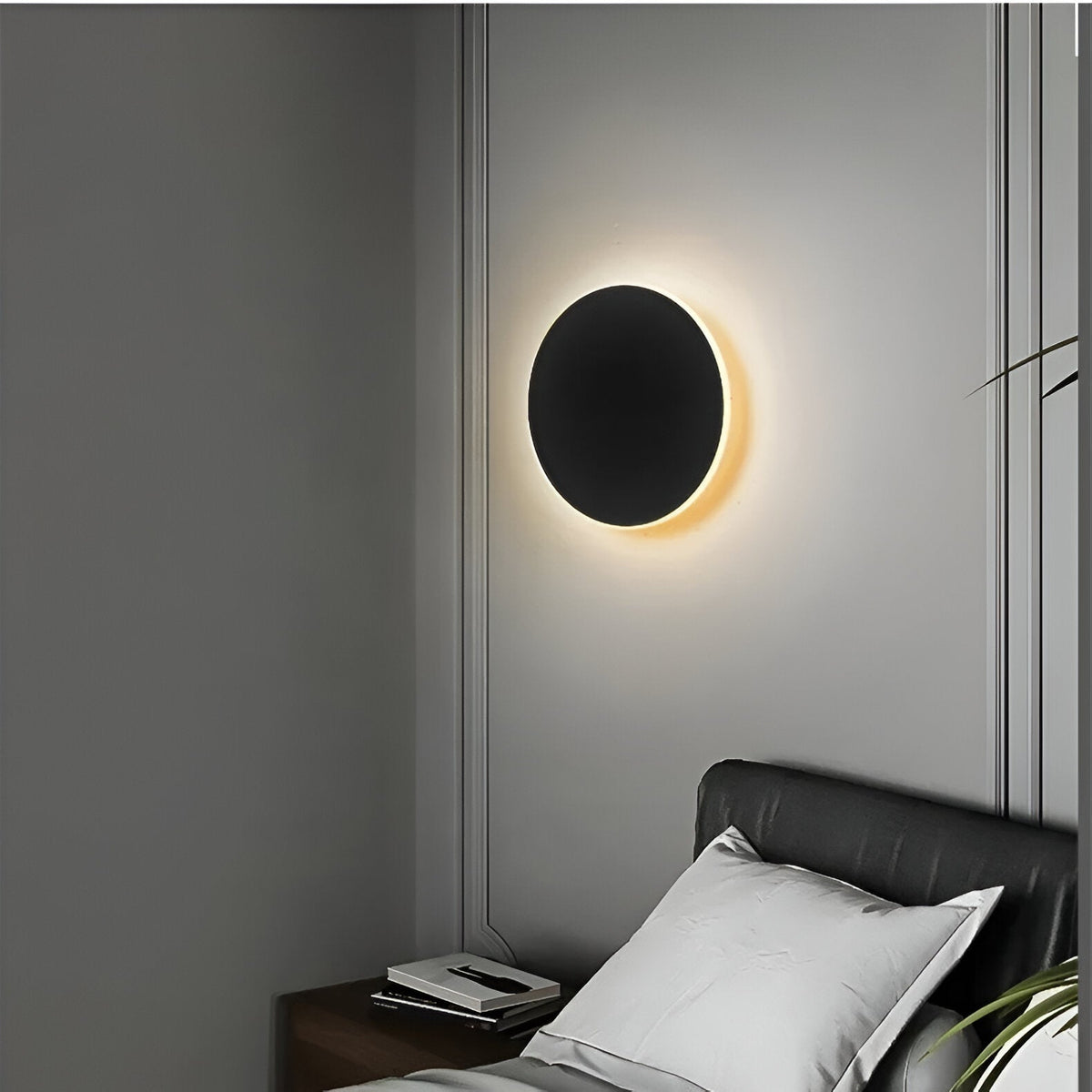 Round LED Sconce 10W Aluminum Fixture 12 Inch Warm White Light for Bedroom Hallway Living Room Modern Minimalist Touch Control or Standard S