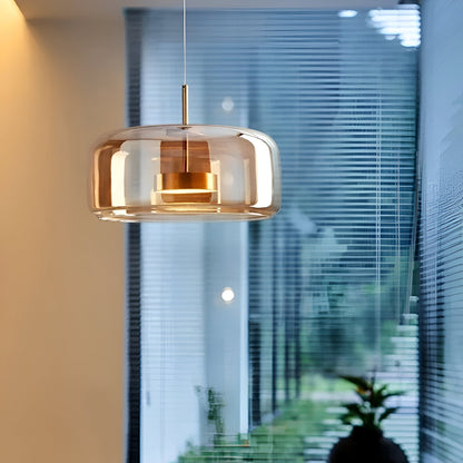 Triple Glass Dome Ceiling Light 15 in Adjustable Height for Kitchen Island Dining Room Modern Hanging Fixture Gray Smoked Finish