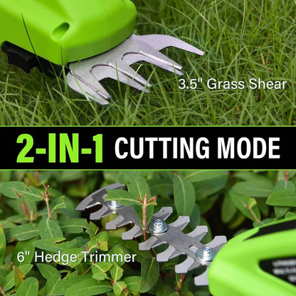 Powerful Battery Hedge Trimmer and Grass Cutter with 2 Blades