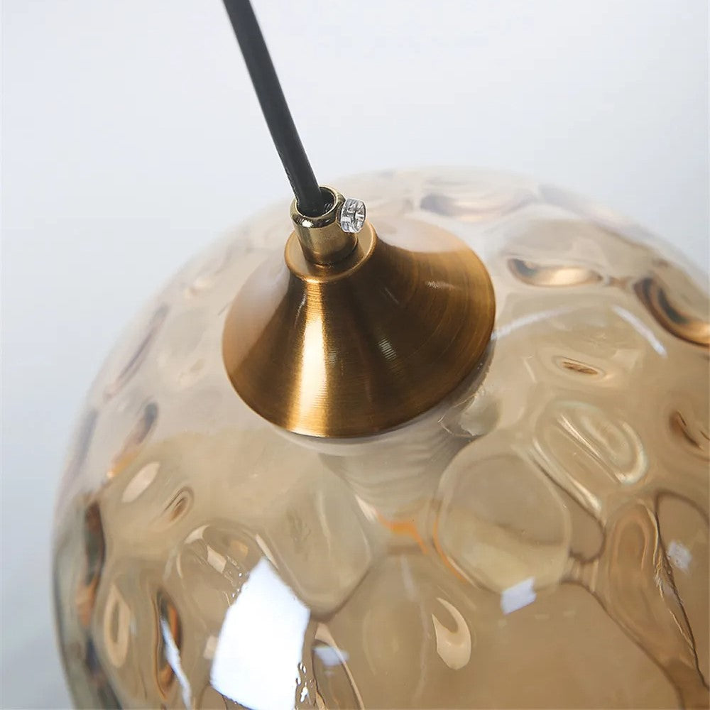 Textured Glass Globe Hanging Light 7.9 Inch Dining Room Island Fixture Adjustable Height Modern Sphere Pendant Minimalist Ceiling Lamp for K