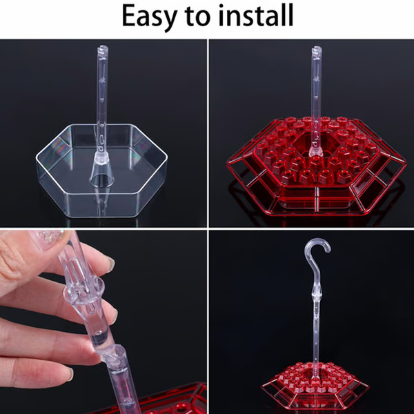 Red Glass Hummingbird Feeder 30 Feeding Ports Clear Reservoir with Ant Moat Hook for Backyard Garden Patio Outdoor Bird Watching