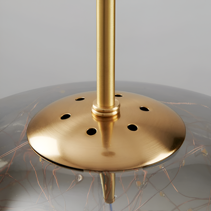 Glass Hanging Fixture with Adjustable Cord for Dining Table & Kitchen Island | Modern Suspended Light in Amber or Gray | Oval Sphere Capsule
