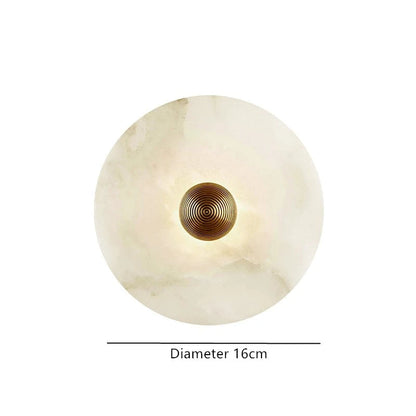 Round Stone Sconce with Built-In LED – Natural Veined Finish for Bedroom, Hallway & Living Room – 6 to 12 Inch Sizes – Minimalist Aluminum M