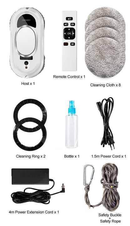 Robotic Window Washing Machine Automatic Glass Cleaner with Wireless Remote Control for Home High-Rise Patio Doors Mirror Panels