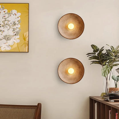 Round Glass Resin Wall Sconce White LED Fixture Bedroom Hallway Living Room Soft Glow Minimalist Mount Ambient Light for Home