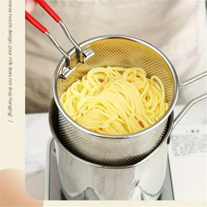 Compact Deep Fryer | 1200ML Stainless Steel Pot with Strainer for Perfectly Crispy Meals