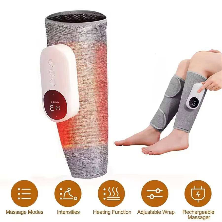 Air Compression Leg Massager with Heat, Cordless Calf Massager with Remote, Leg Compression Massager for Calves and Arms