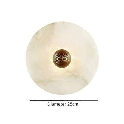 Round Stone Sconce with Built-In LED – Natural Veined Finish for Bedroom, Hallway & Living Room – 6 to 12 Inch Sizes – Minimalist Aluminum M