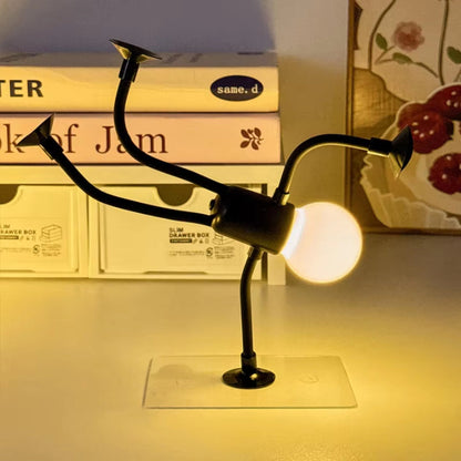 Posable LED Nightstand Light with Bendable Limbs – USB Rechargeable Warm Glow Accent Lamp for Bedroom, Kids Room & Living Room Shelf Decor