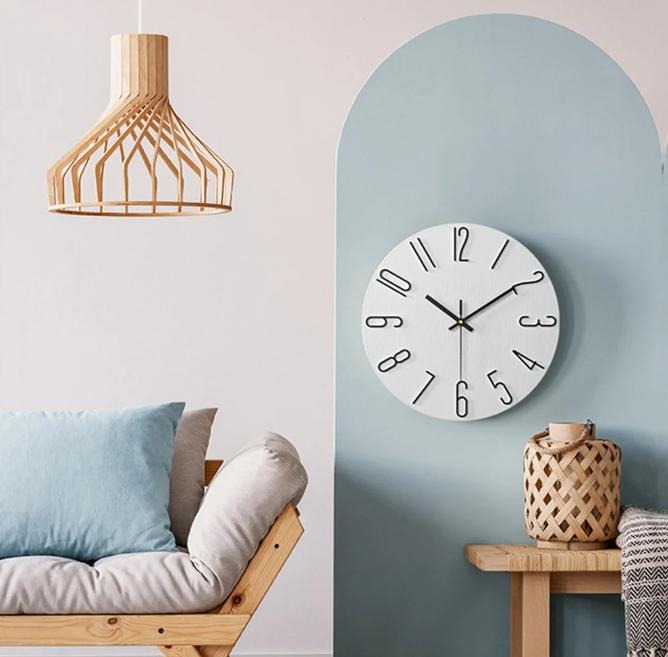 12-Inch Quartz Wall Clock – Minimalist Round Design for Home, Office, Bedroom & Kitchen – Silent Non-Ticking Battery Operated