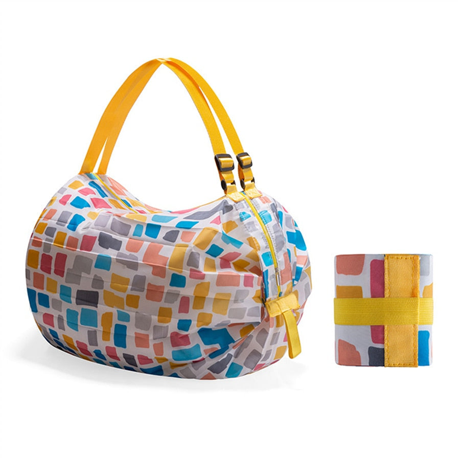 Collapsible Grocery Bag with Reinforced Straps and Water-Resistant Oxford Fabric for Shopping, Travel, Picnics, Eco-Friendly Reusable Tote