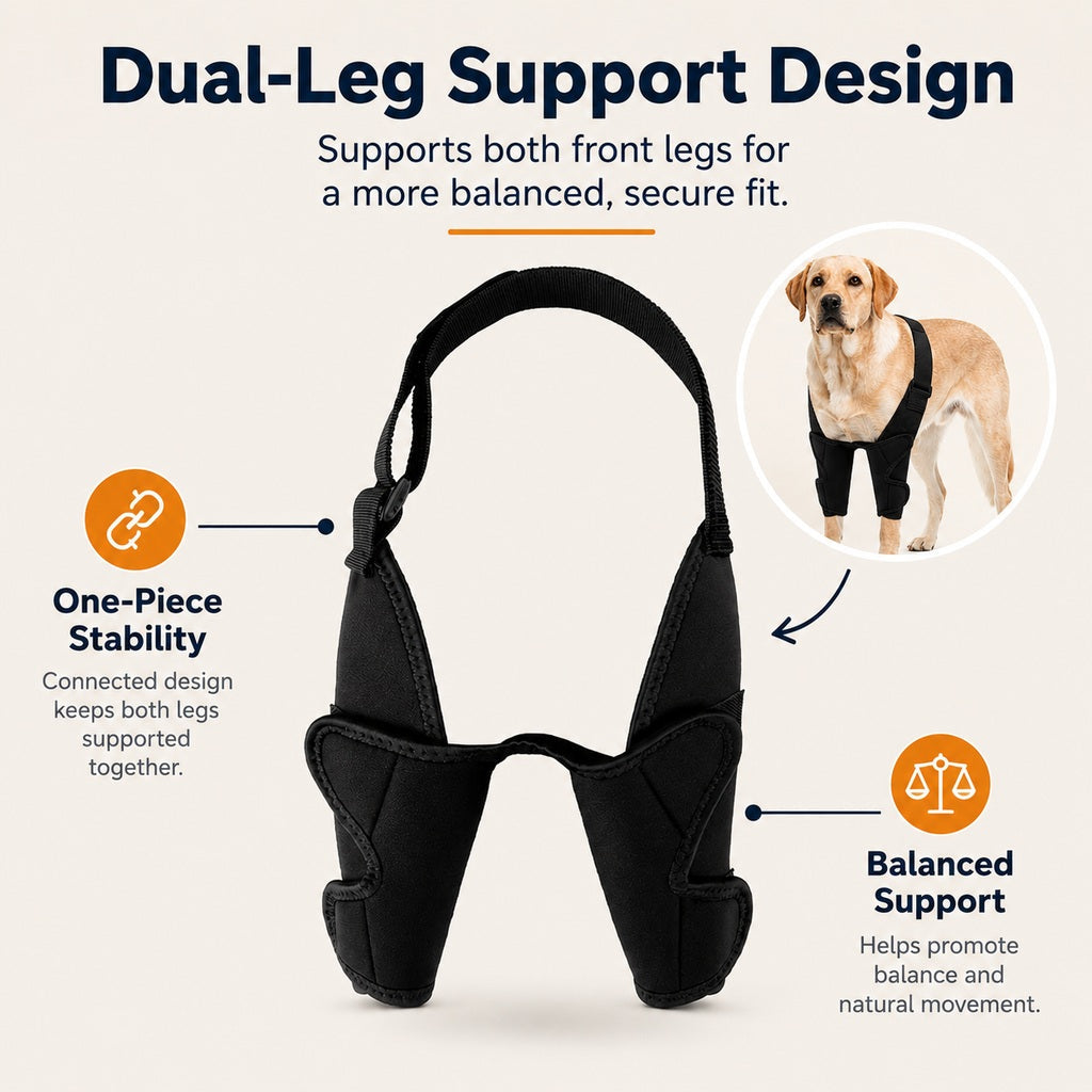 Ortekor Dual Front Leg Dog Support Brace for Walking & Rest - Adjustable Elbow Protection for Friction & Joint Support