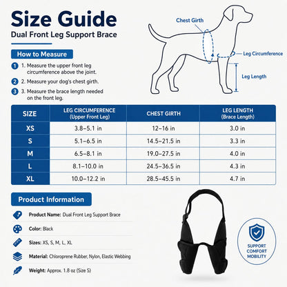 Ortekor Dual Front Leg Dog Support Brace for Walking & Rest - Adjustable Elbow Protection for Friction & Joint Support