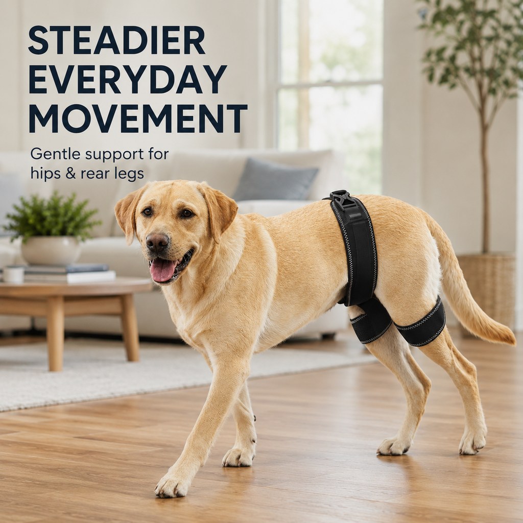 Ortekor Dog Hip & Rear Leg Support Brace – Adjustable Dual Hind-Leg Stability Wrap for Senior Dogs, Hardwood Floors & Daily Walks