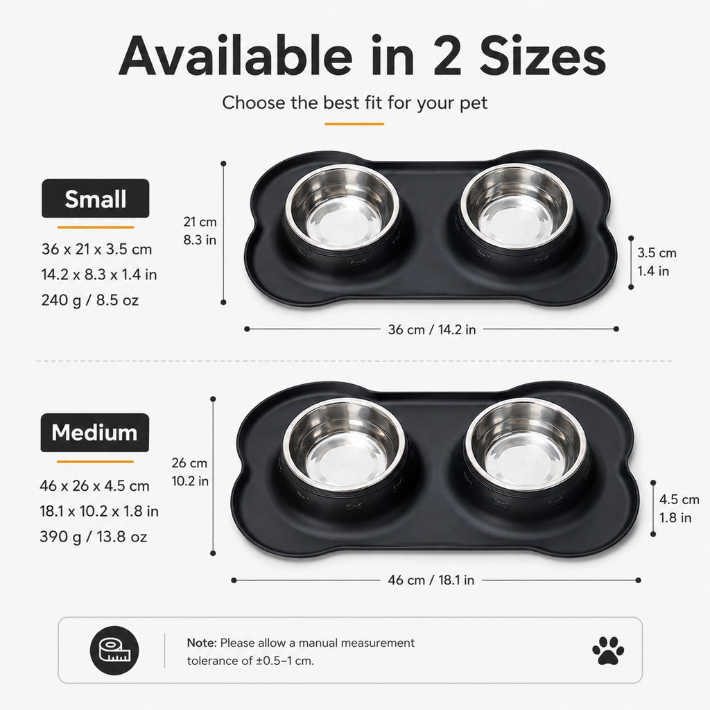 Ortekor Spill-Proof Dual Pet Bowl for Cats & Dogs - Mess-Free Food & Water Station for Cleaner Floors