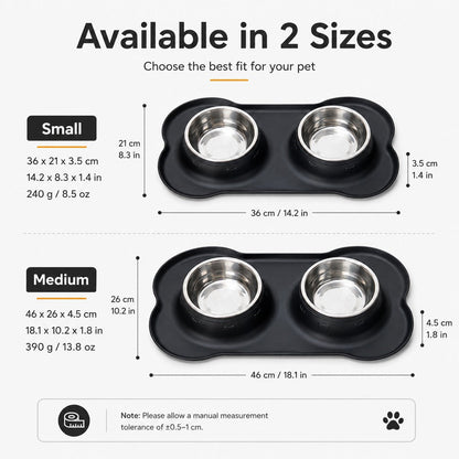 Ortekor Spill-Proof Dual Pet Bowl for Cats & Dogs - Mess-Free Food & Water Station for Cleaner Floors