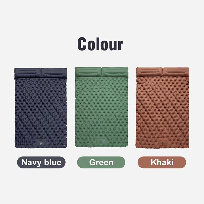 Self-Inflating Double Sleep Pad with Integrated Foot Pump for Two – Insulated Waterproof TPU Camping Mat for Backpacking, Tent Camping &