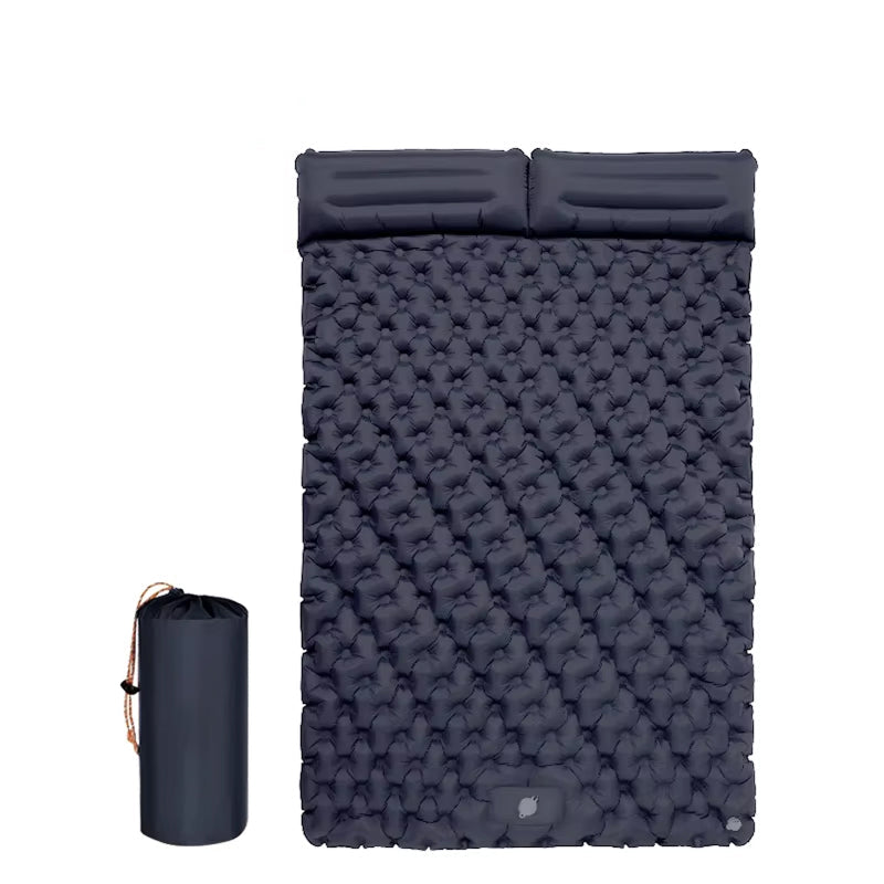 Self-Inflating Double Camping Pad with Built-In Foot Pump – 79×55 Inches – Waterproof Insulated Sleep Mat for Couples, Backpacking, Tent