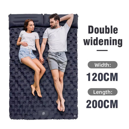 Self-Inflating Double Sleep Pad with Integrated Foot Pump for Two – Insulated Waterproof TPU Camping Mat for Backpacking, Tent Camping &
